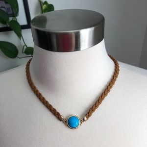 Leather Rope Necklace with Turquoise Stone